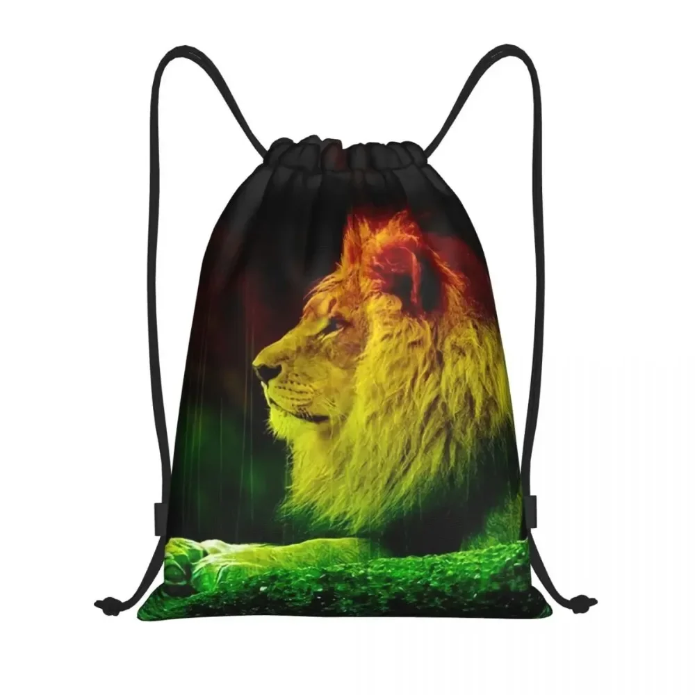 Custom Rastafarian Amaiquina Reggae Rasta Lion Street Skullies Drawstring Bag Men Women Lightweight Sports Gym Storage Backpack