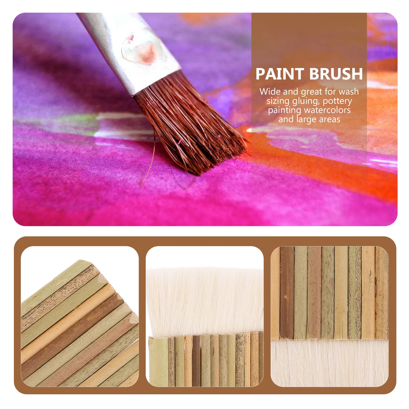 

5Pcs Oil Paint Brushes Bamboo Wool Hair Flexible Large Area for Watercolor Art Supplies Bamboo Paint Brush Painting
