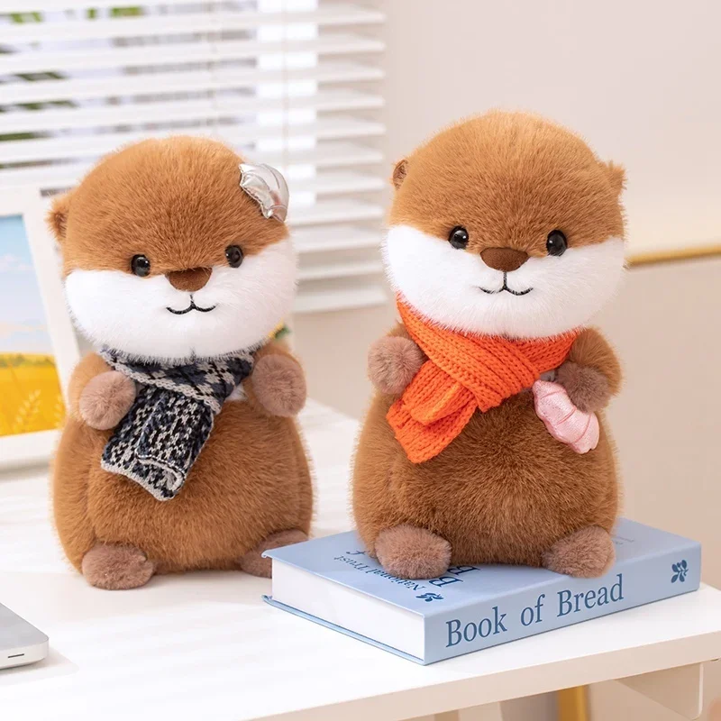 

Soft Stuffed Otter Plush Doll Cute Anime Capybara Fluffty Toy Kawaii Otter Wearing A Scarf Plush Perfect Gift for Girls Friends