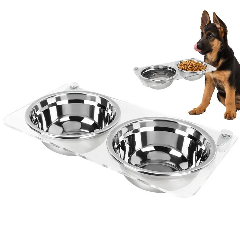 

Wall Mounted Cat Bowls Stainless Steel Food Feeder Elevated Hang Puppy Water Bowls For Cats & Dogs pets feeding supplies