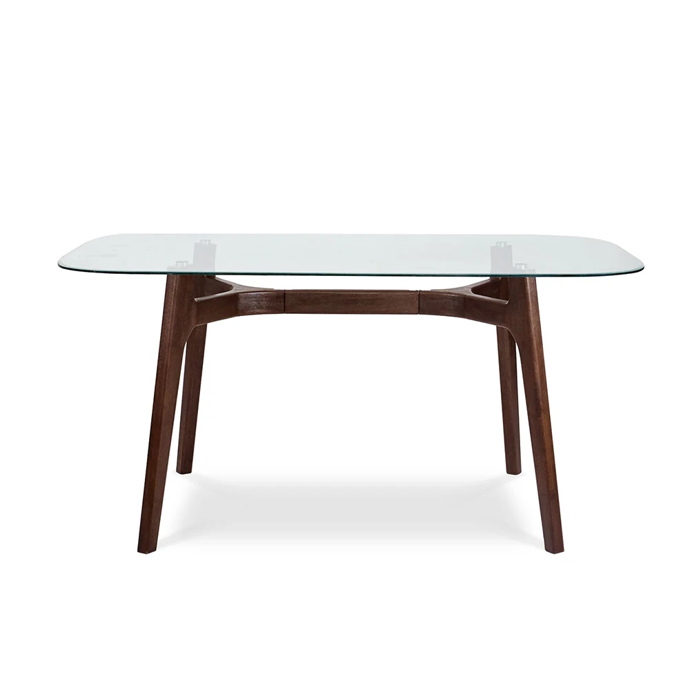 #Kitchen with Oak Legs Dining Table Top Glass Dining Table