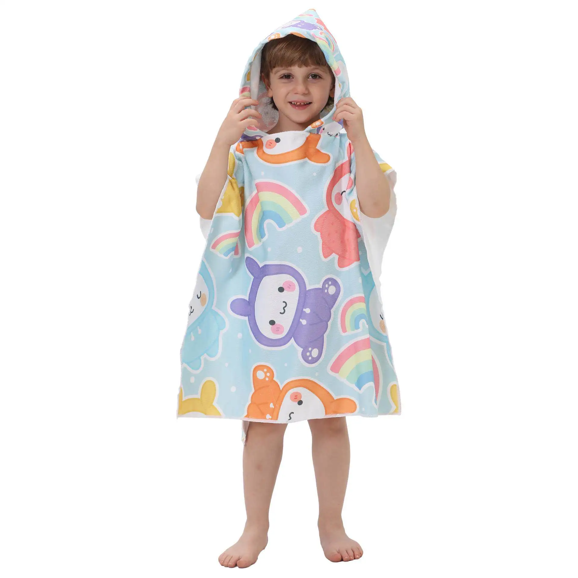Cartoon Baby Bath Towel Microfiber Hooded Soft Poncho Beach Cape Towels for Newborn Kids Bathing Stuff Infant Washcloth