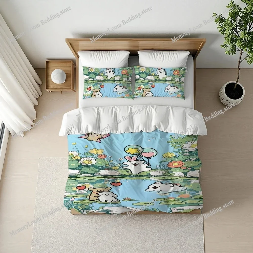 Maltese Puppy Cute Dog Duvet Cover Set Home Style Bedding Soft Laundry Cotton Bed Four Seasons Student Dormitory Home Textile741