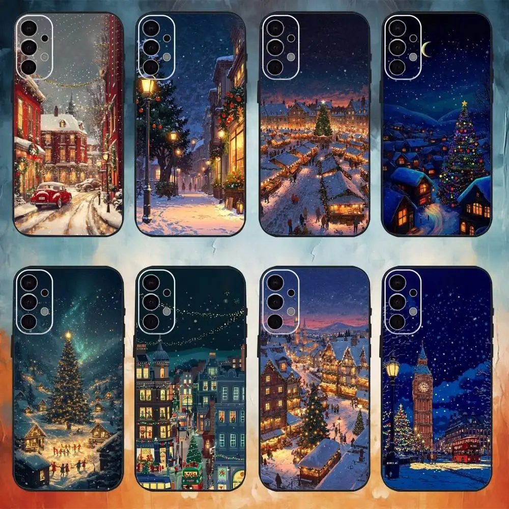

Cute Winter Snow christmas Phone Case For Samsung S25,S24,S21,S22,S23,S30,Ultra,S20,Plus,Fe,Note,10,9,5G Black Cover