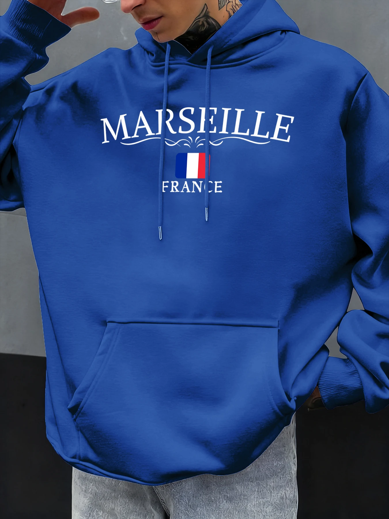 Marseille Frankreich Brief Und Flagge Design Mann Hoodies Fleece Herbst Mode Streetwear Casual Hoodie Tasche Hoody Paar Kleidung
