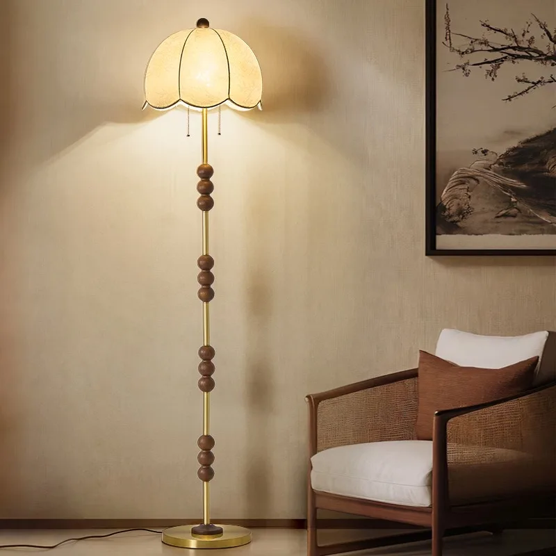 Floor lamp All copper solid wood Antique cream style table lamp Retro new Chinese American lighting Zhongshan lamps