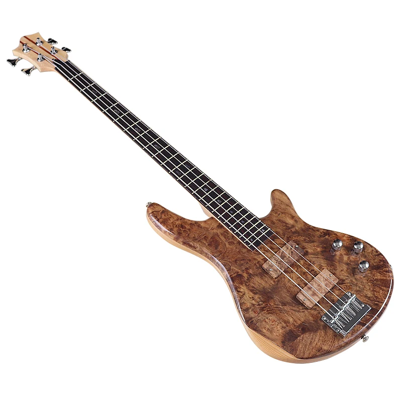 4 String Electric Bass Guitar Tree Burl Top Solid Ashwood Body  43 Inch Bass Guitar High Grade With 5-pieces of Combine Neck