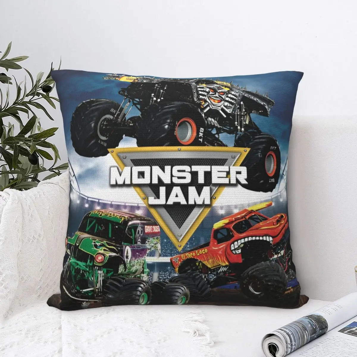 Monster Jam Grave Digger Printing Pillowcases Cushion Cover Pillow Covers Warm Seater Decorations Square Multi-Size