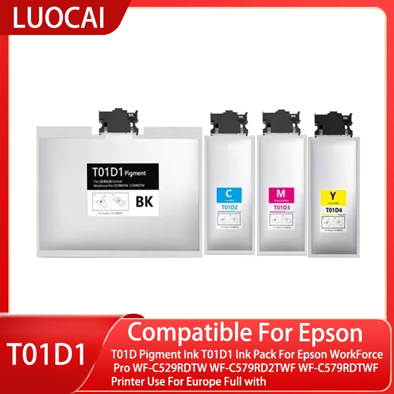 T01D Pigment Ink T01D1 Ink Pack For Epson WorkForce Pro WF-C529RDTW WF-C579RD2TWF WF-C579RDTWF Printer Use For Europe Full with