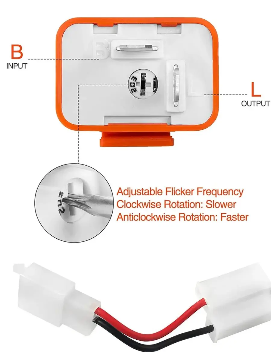 Relais de clignotant électronique LED réglable à 2 broches avec fils pour vélos motos scooters clignotants relais de clignotants Hyper Flash