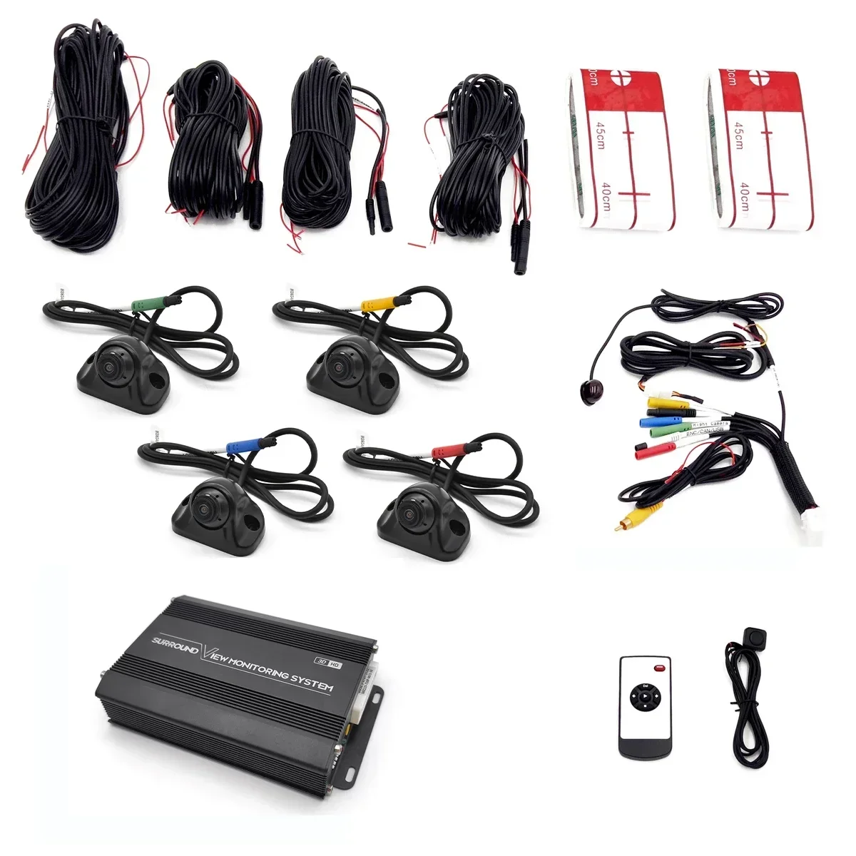 SZDALOS Sistema de cámara de excavadora de 360 grados con monitor de visión trasera HD de 7 pulgadas en vista envolvente 3D 1080P con DVR integrado