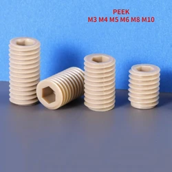 5/10pcs PEEK Nylon High Strength Hexagon Set Screw Headless Machine Rice High Temperature Insulation Top Wire M3 M4 M5 M6 M8 M10