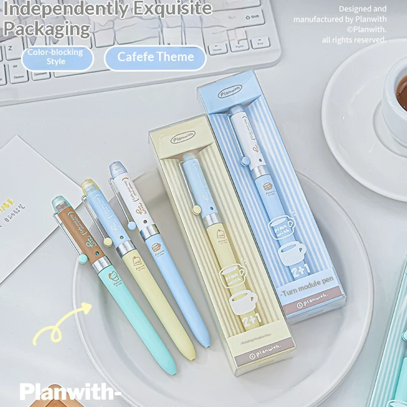 Planwith  3 in 1 Dual Color Gel Pen Mechanical Pencil Contrasting Holder Retractable Modular Pen for Planner Journal Note Taking