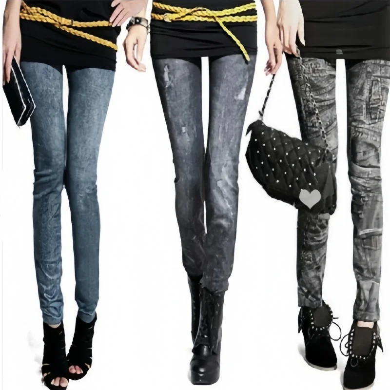 DOIAESKV Women's Skinny Denim Leggings Stretchy Slim Leggings Comfortable Fashion Sexy Jean Pants