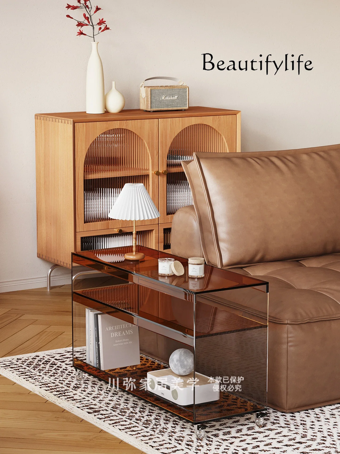 N44 Living room trolley, high-end sofa side rack, mobile coffee table, family dining car storage shelf