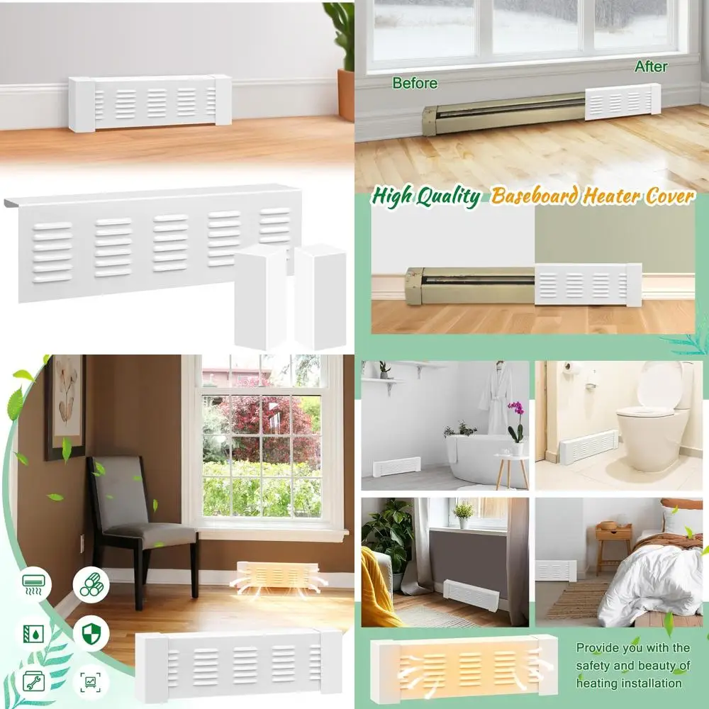 

White Dual-End Baseboard Heater Covers for Radiators or Hydronic Systems in Bathrooms
