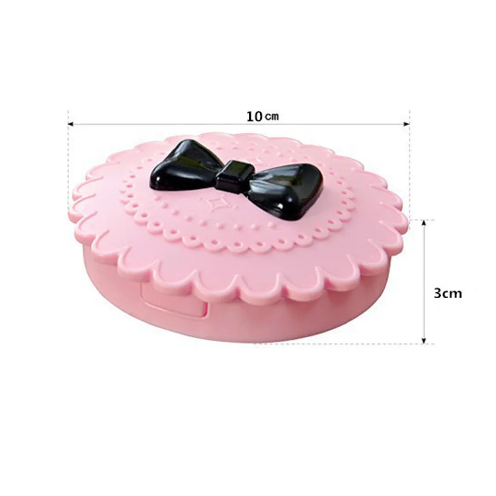 1 Uds estuche para espejo de maquillaje organizador de pestañas postizas diseño elegante con lazo caja de almacenamiento para mujer estuche de moda rosa