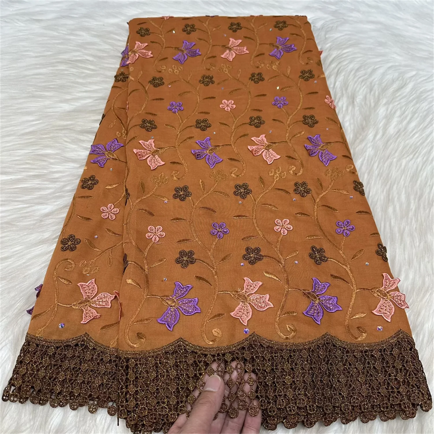 

Fashion Multicolore 3D Flower Embroidered Water Soluble Lace Stones African Swiss Voile Guipure Cord Lace Fabric For Women Dress