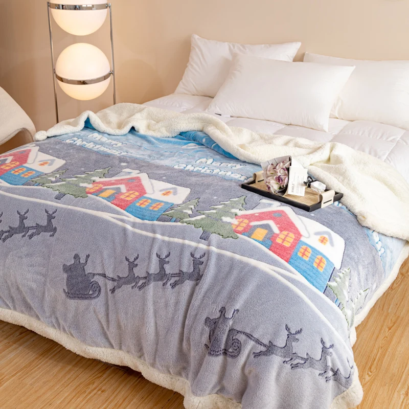 

Christmas Blanket Flannel Microfiber Super Soft Throw Blankets for Bed Bedspread Sofa Decorative Winter Warm Thick Blanket