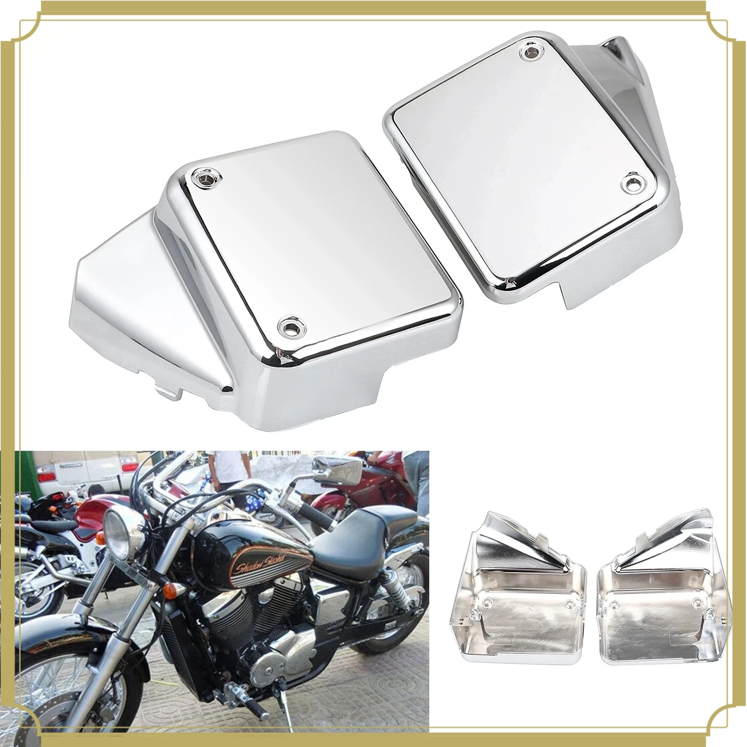 

Motorcycle For Honda Shadow Spirit 750 VT750 DC 2000-2009 / Black Widow 2000-2007 Chrome ABS Left & Right Battery Side Covers