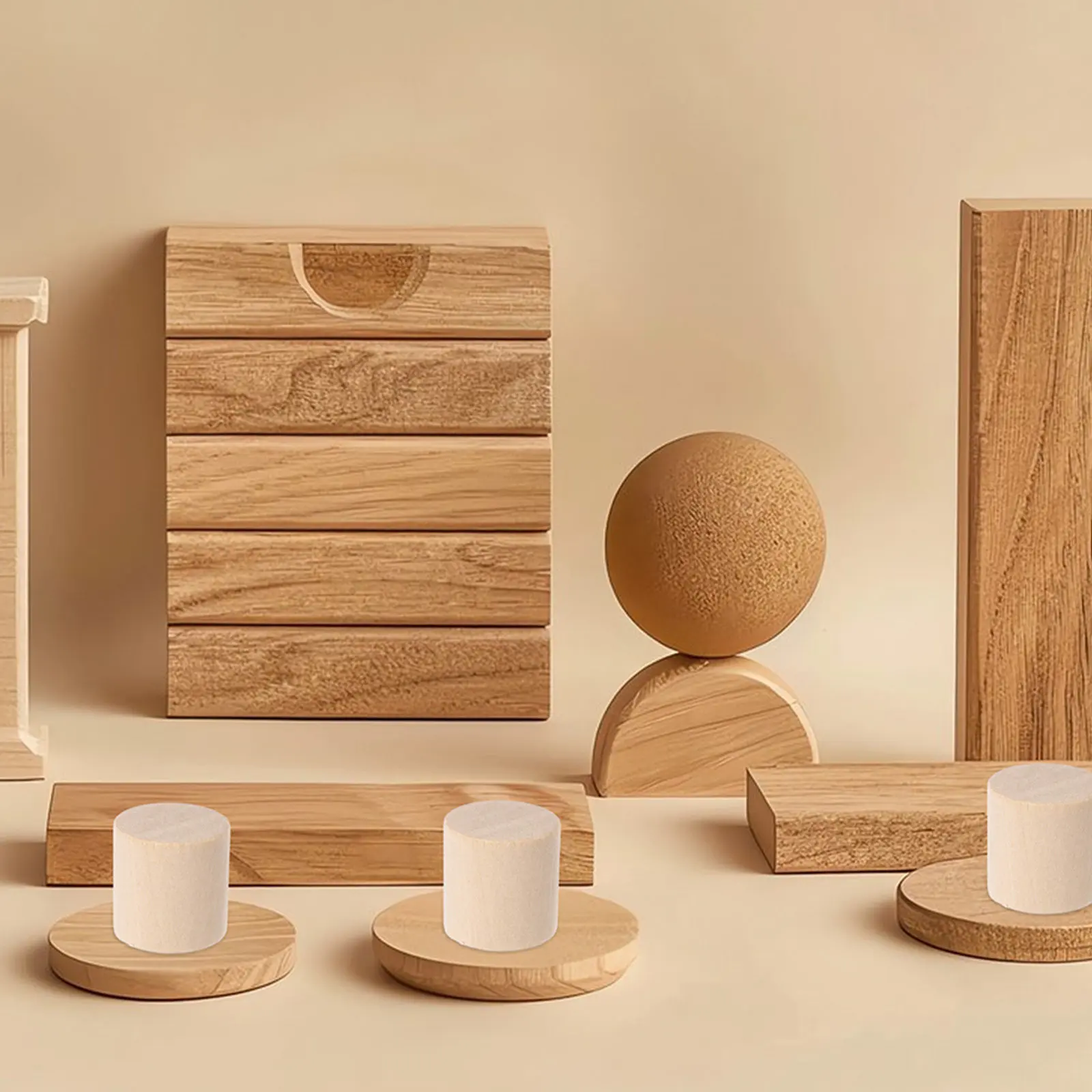 

100Pcs Solid Wood Craft Cylinder Blocks Unfinished Smooth Wooden Blocks for DIY Painting Puzzle Home Decor Artistic Craft