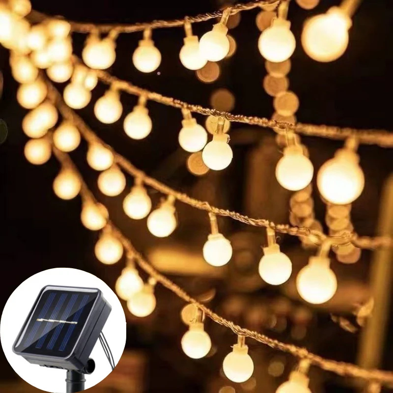 100LED Ball Garland Fairy Lights String Outdoor Lamp Christmas Lights Holiday Party Decoration Solar Light Outdoor Xmas