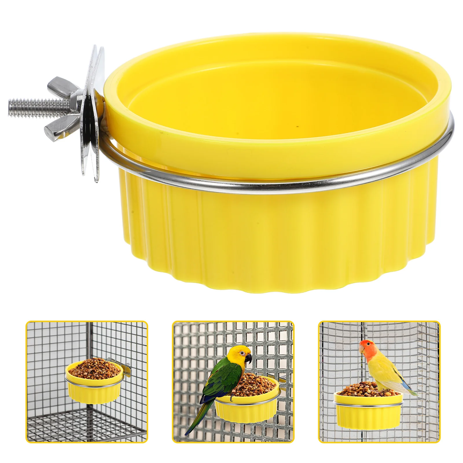 

Birds Stainless Steel Parrot Food Bowl Abs Cage Accessories for Parakeets Bowls