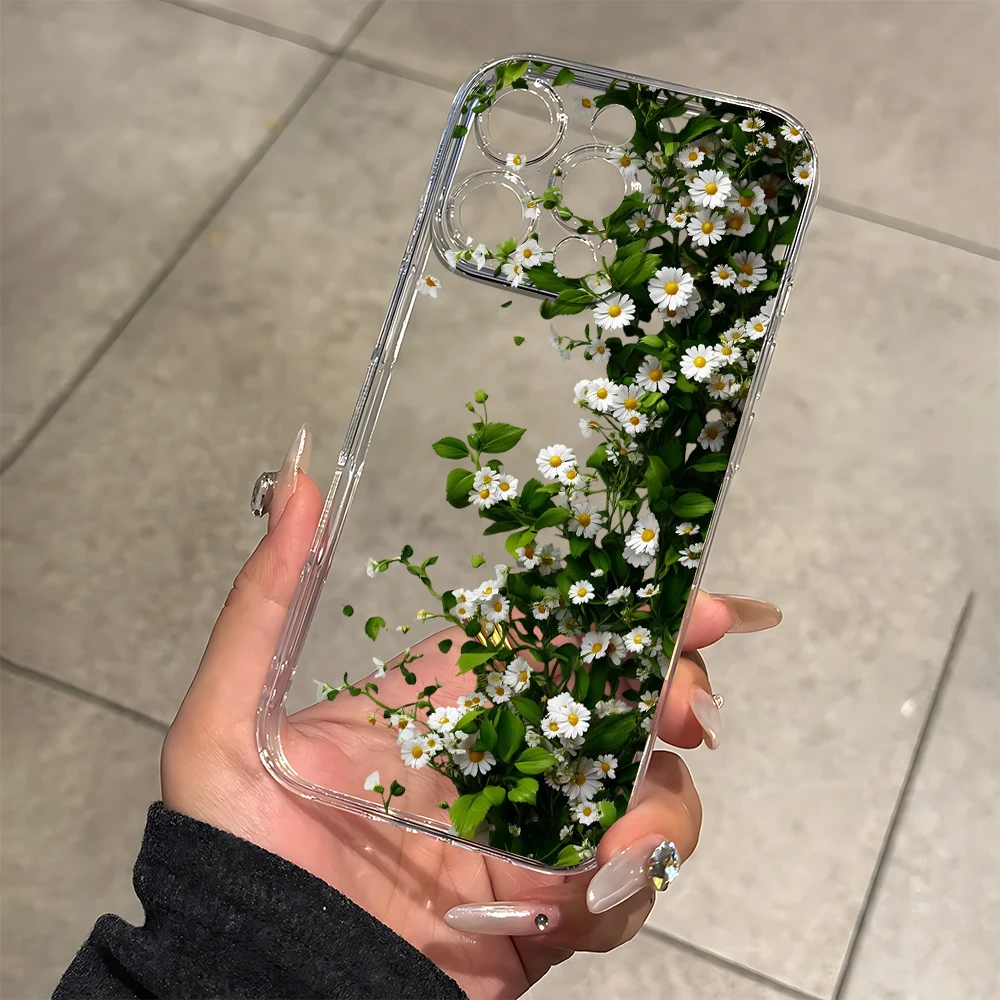 Fresh Daisy Painting Silicone Phone Case for IPhone 17 16 15 14 13 12 11 Pro Xs Max Air Mini 7 8 6 6s Plus SE 2020 2022 Cover
