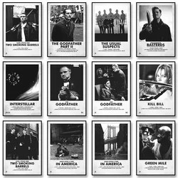 Black White Vintage Movie The Godfather Kill Bill Pulp Fiction Poster Canvas Painting Wall Art for Living Room Prints Home Decor