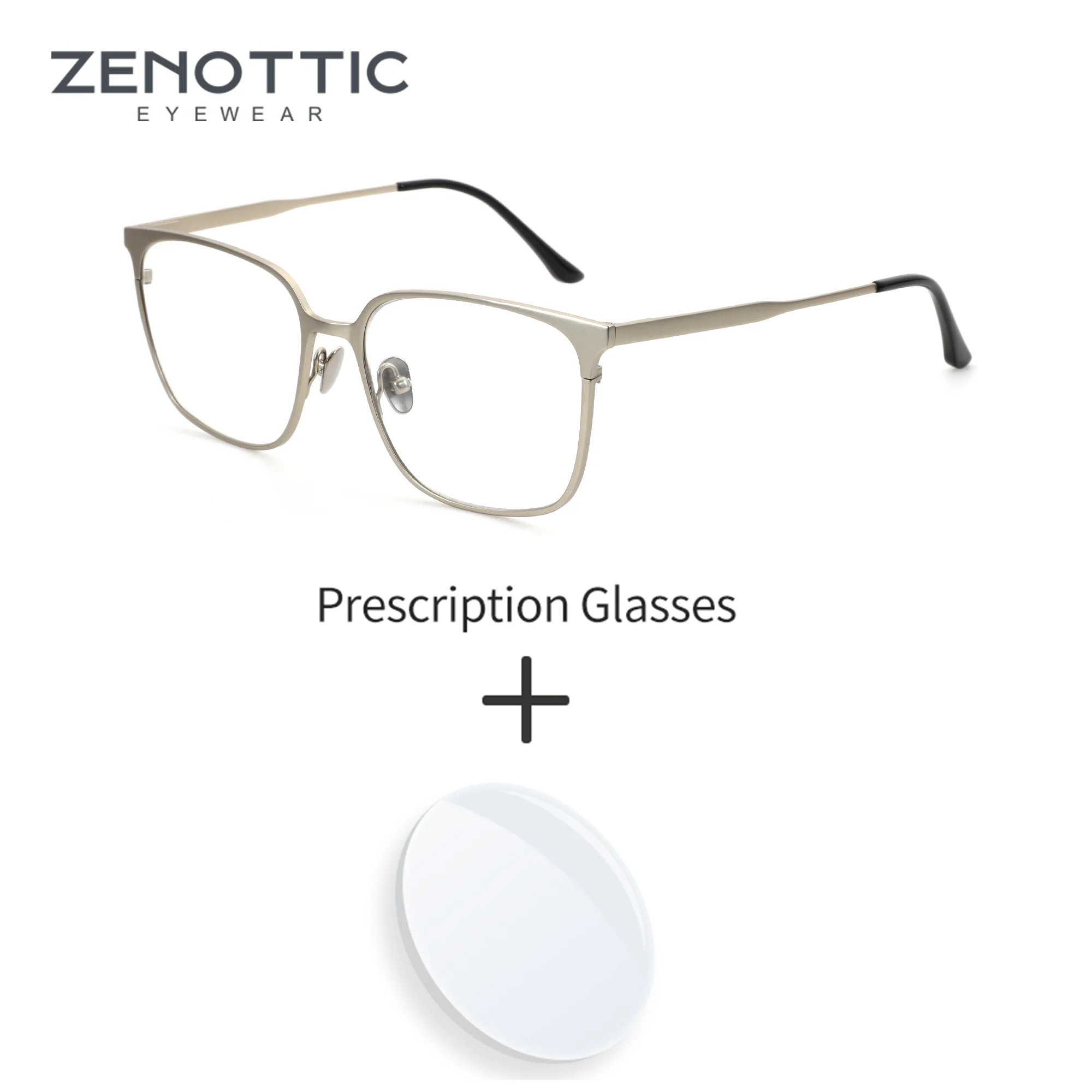 

ZENOTTIC M Size Trend Metal Square Optical Lenses With Prescription Myopia Photochromic Glasses Man Progressive Lenses