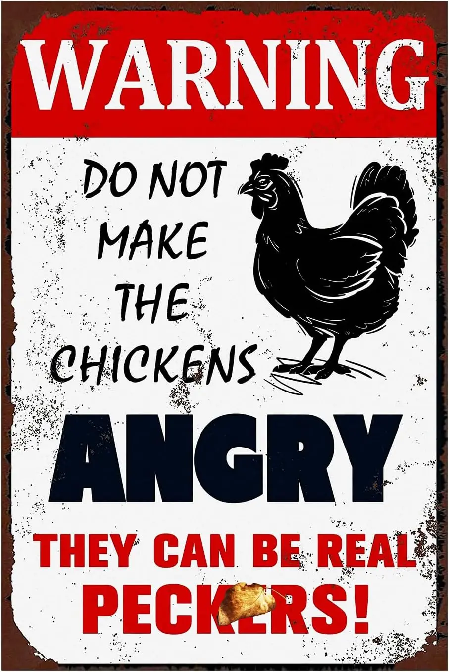 Funny Metal Chicken Coop Signs, Warning Do Not Make The Chickens Angry Tin Sign Vintage Chicken Metal Tin Signs for Farmhouse Ga