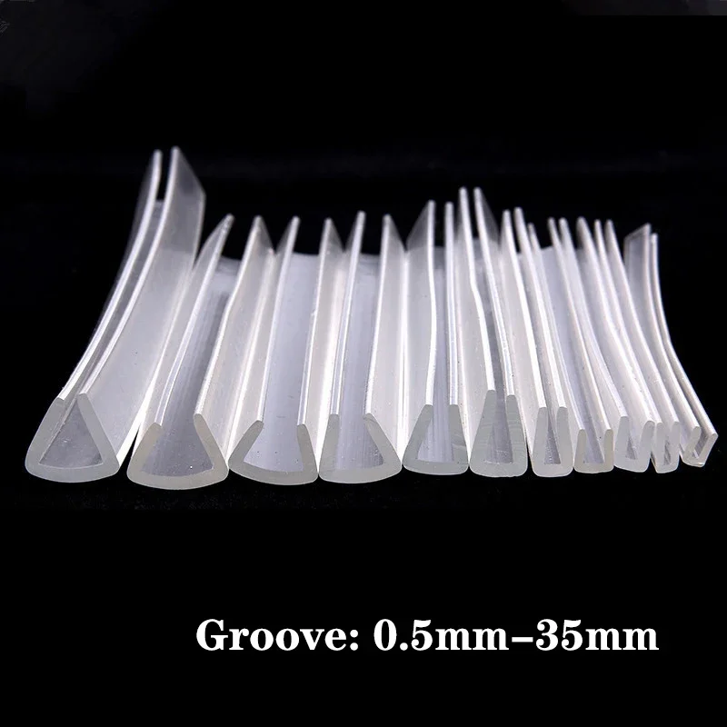 

1/3 Meters Groove 0.5mm-35mm Rubber Edging Sealing Strip Transparent U-channel Protector Shield Shower Door Glass Metal Sealing