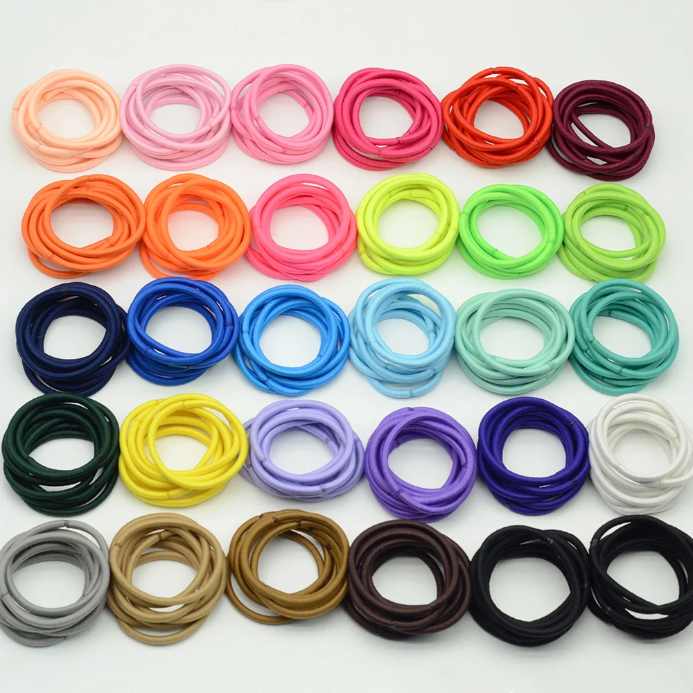 50PCS 4mm Elastic Hair Bands Ponytail Holders Base Rubber Hair Ties Bunhead Ropes Material for Handmade Kids Hair Accessories