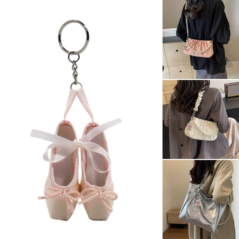 Fashion Ballet Shoes Charm Keychain Haning Ornament Keyring Lovely Pendants Decoration for Purse Bag Backpack Handbag