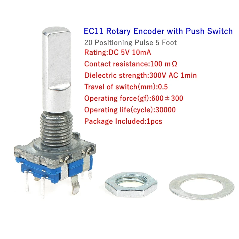 EC11 Rotary Encoder 20/30 Positioning Number Pulse Number Sawtooth Shaft 25/15MM Digital Rotary Potentiometer 5 Feet