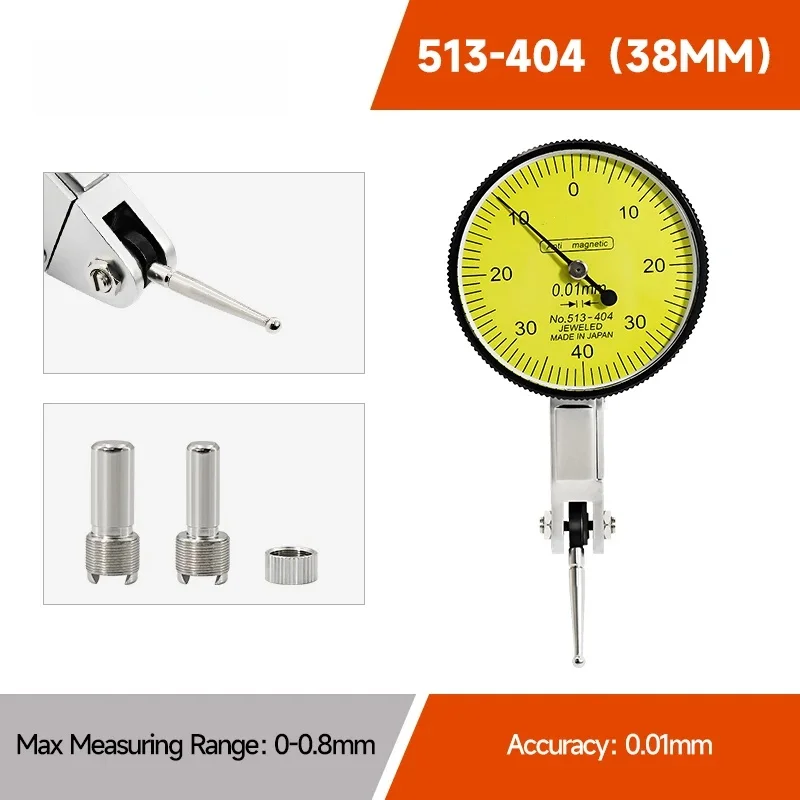 CNC Lever Table Dial Indicator 0-0.8mm 0.01mm Gauge Scale Metric Dovetail Rails Indicator Measuring Tool 513-404