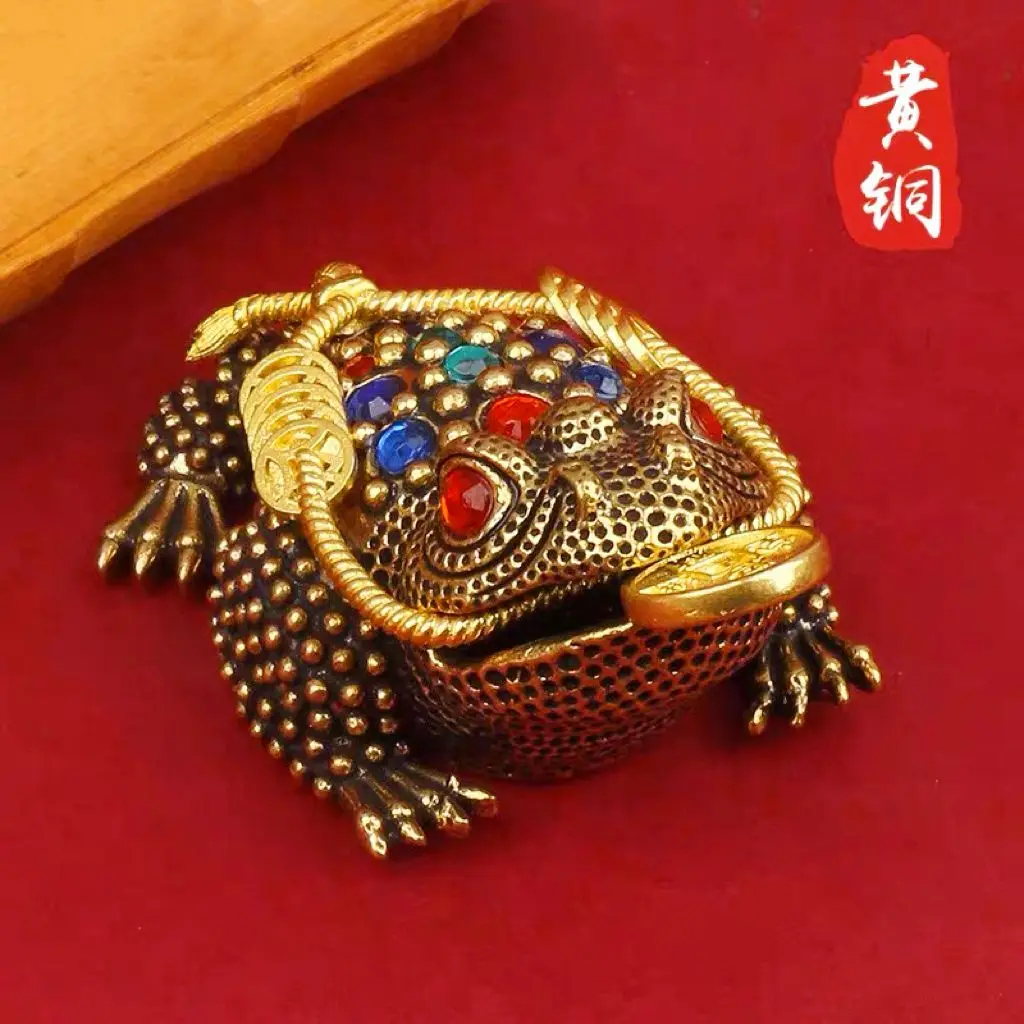 

Golden Toad Fortune Ornaments Pure Copper Three-legged Living Room Office Home Decoration Store Opening Gifts