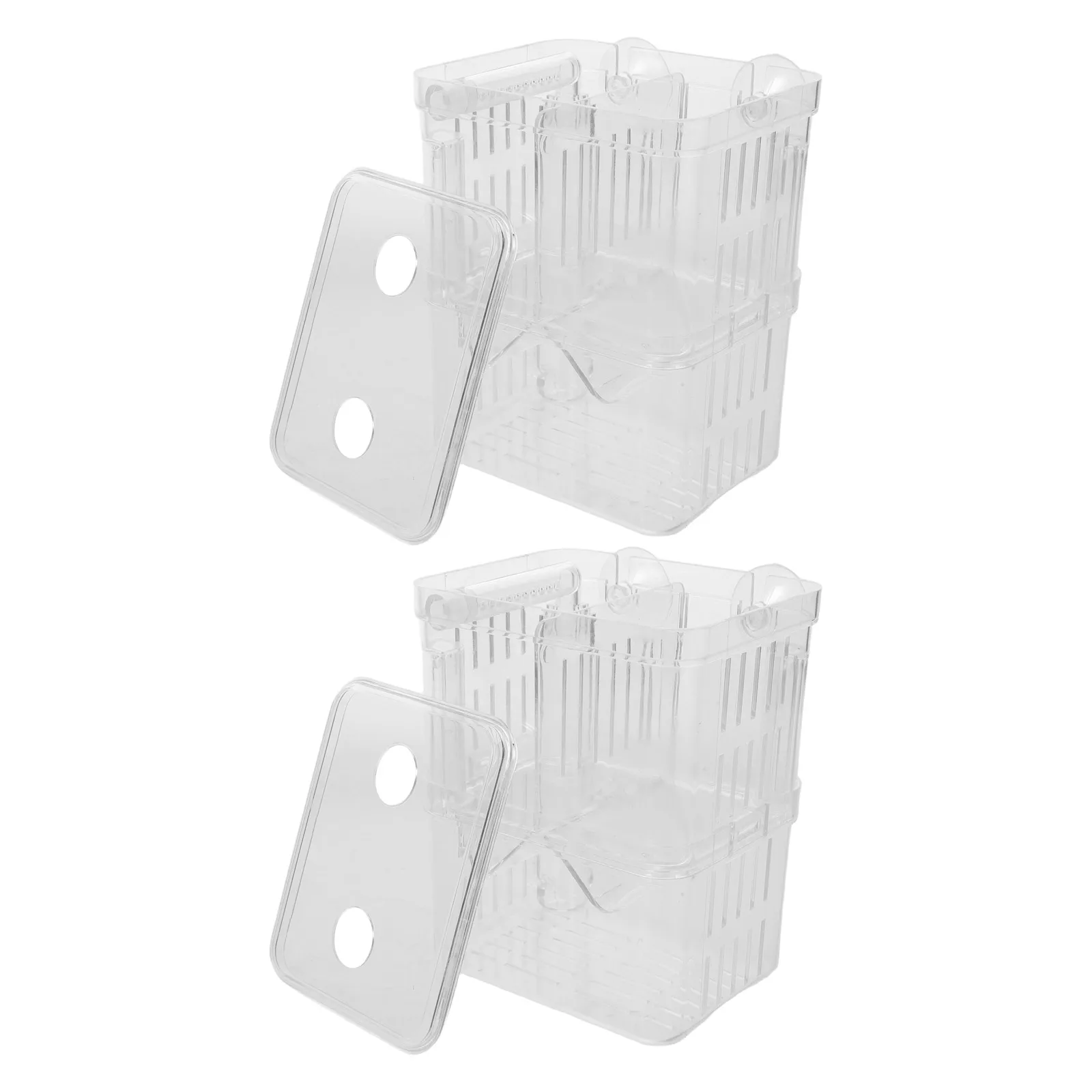 

2pcs Aquarium Clear Guppy Separator Isolation Container For Betta Tank Floating Transparent Acrylic Fish Fry Breeding Box For