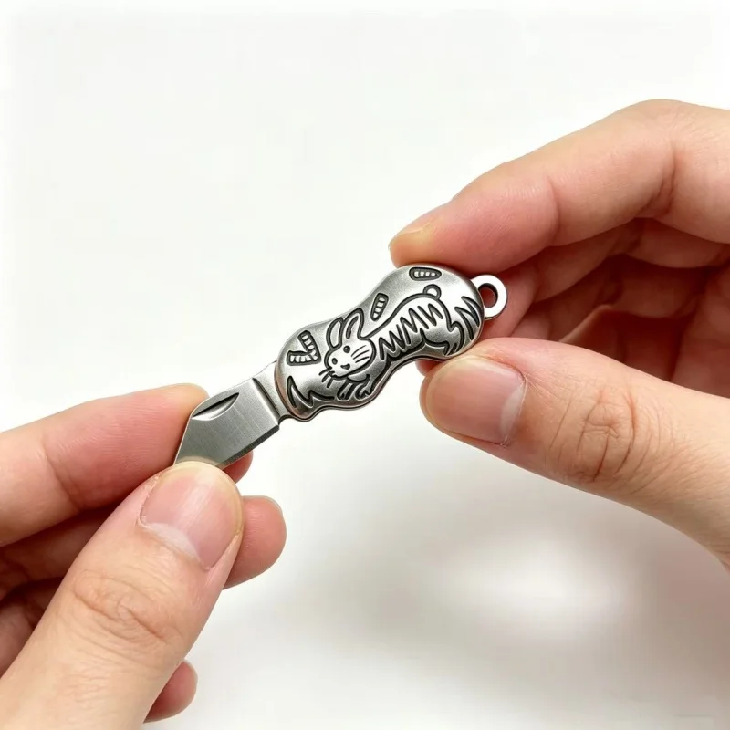 Mini-Klappmesser, Exquisites Edelstahlmesser, Tragbarer Outdoor-Schlüsselanhänger, Portabel und Abnehmbar, Expresslieferung – Detail 1