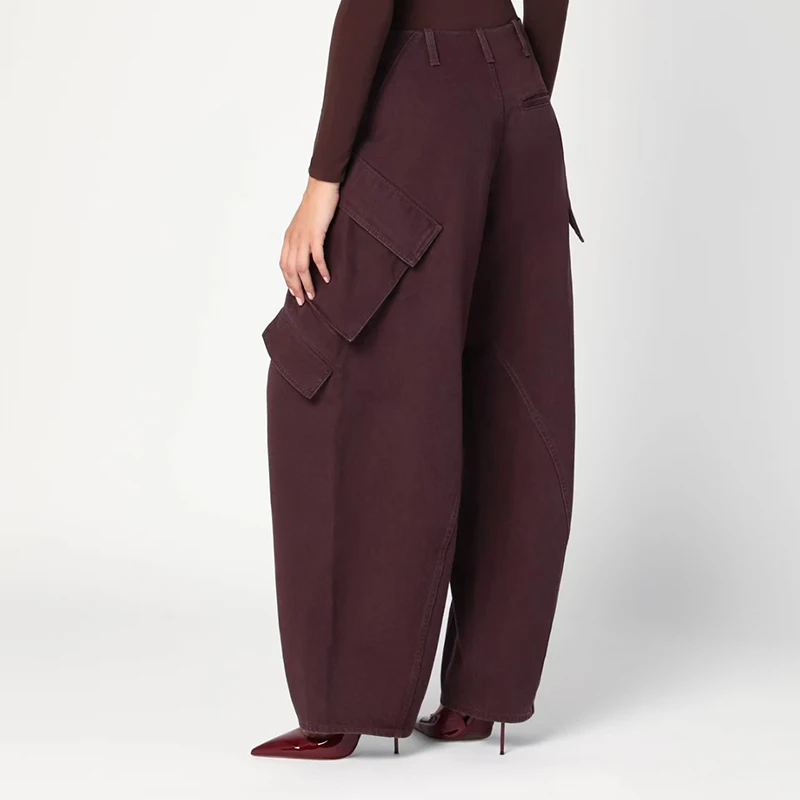 بنطلون نسائي متعدد الجيوب مصبوغ، بنطال كاجوال عصري، جينز عالي الجودة، خريف، طراز جديد، 2025، y2k