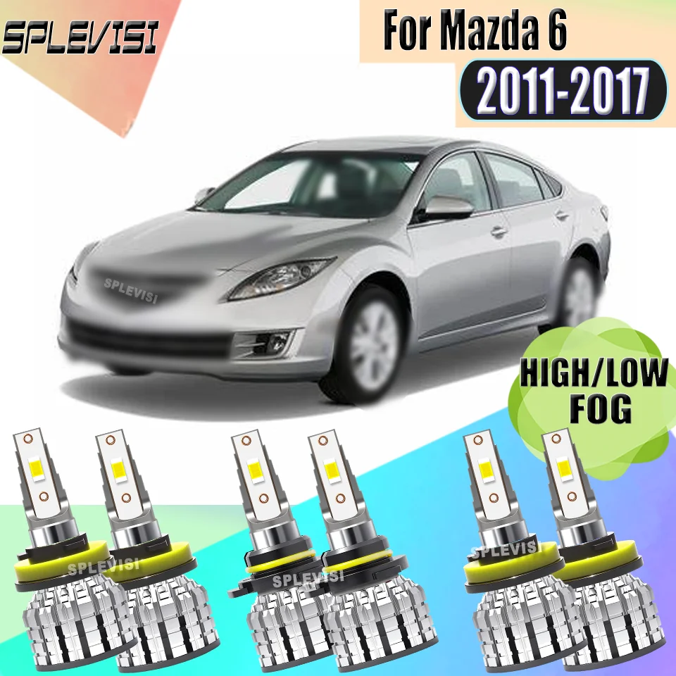 

SPLEVISI LED Headlight Foglight 6000K IP67 Aviation Aluminum 350% Illumination For Mazda 6 2011 2012 2013 2014 2015 2016 2017
