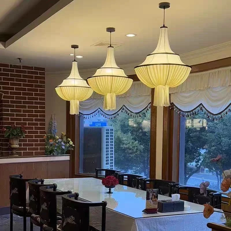 

Japanese Retro Wabi Sabi Cloth Chandelier Living Dining Bedroom Decoration Home Pendant Lights Room Decor Lamps Indoor Fixtures