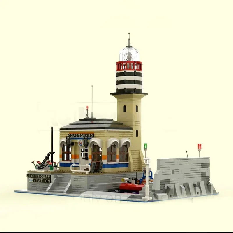 Moc Bausteine Architektur Modell Meer Leuchtturm Station Technologie Modulare Bausteine Festival Geschenk Spielzeug DIY Set