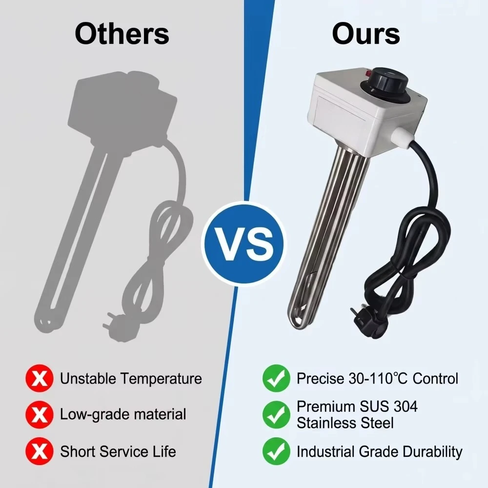 Heavy Duty Stainless Steel Tubular Adjustable Thermostat Heat-resistant Alloy Components Suitable for Aquaculture Fish Farming