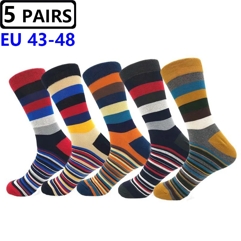 

5 пар мужских носков больших размеров (47, 48) из чесаного хлопка, повседневные, модные, весенне-осенние, подарок для мужчин