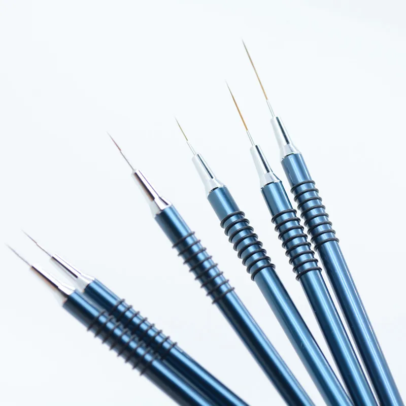 مجموعة فرش بطانة فنية للأظافر مكونة من قطعة واحدة، قلم رسم على شكل زهرة مخططة باللون الأزرق #2