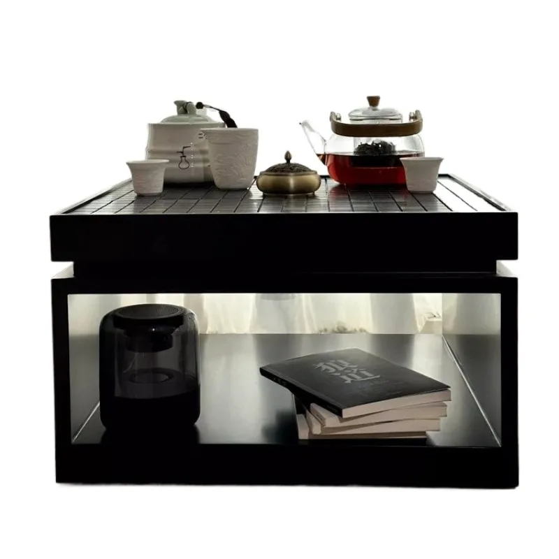 

bay window coffee table double-layer tea art tea set shelf Bogu frame tea cup countertop rack storage Japanese-style Zen small