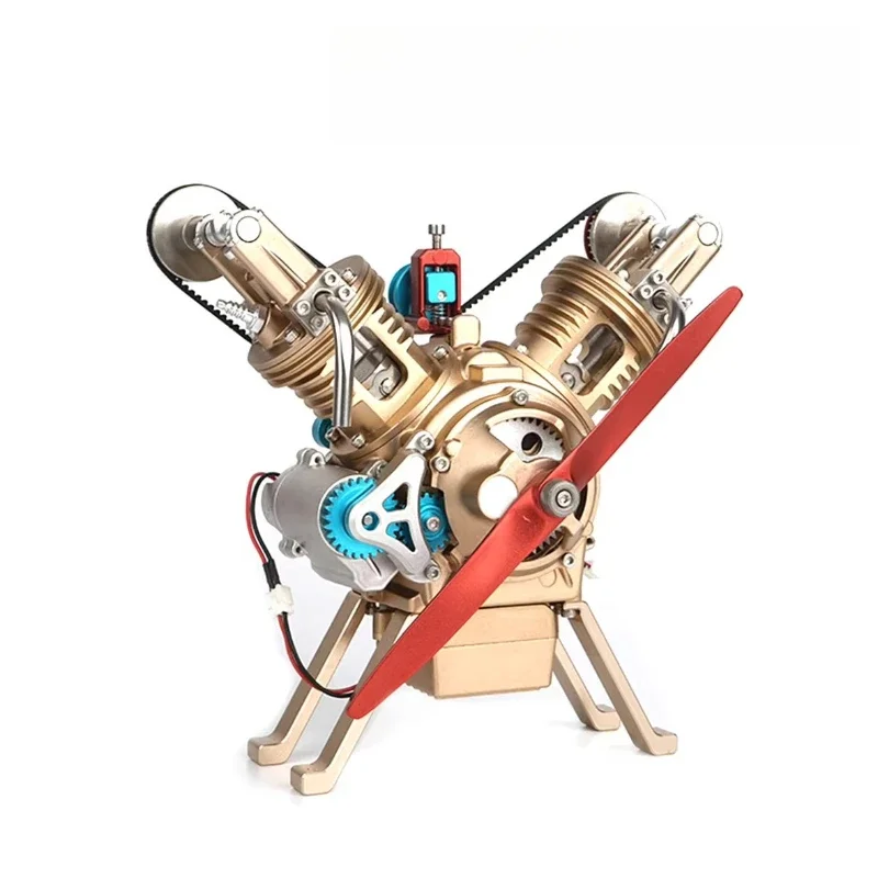 Twin-cylinder V2 engine metal model assembly movable gift for boys