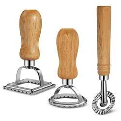 AT69 -Ravioli Pasta Cutter Set, Ravioli Stamp Maker With Wooden Handle For Ravioli, Pasta, Dumplings Lasagna, Pierogi