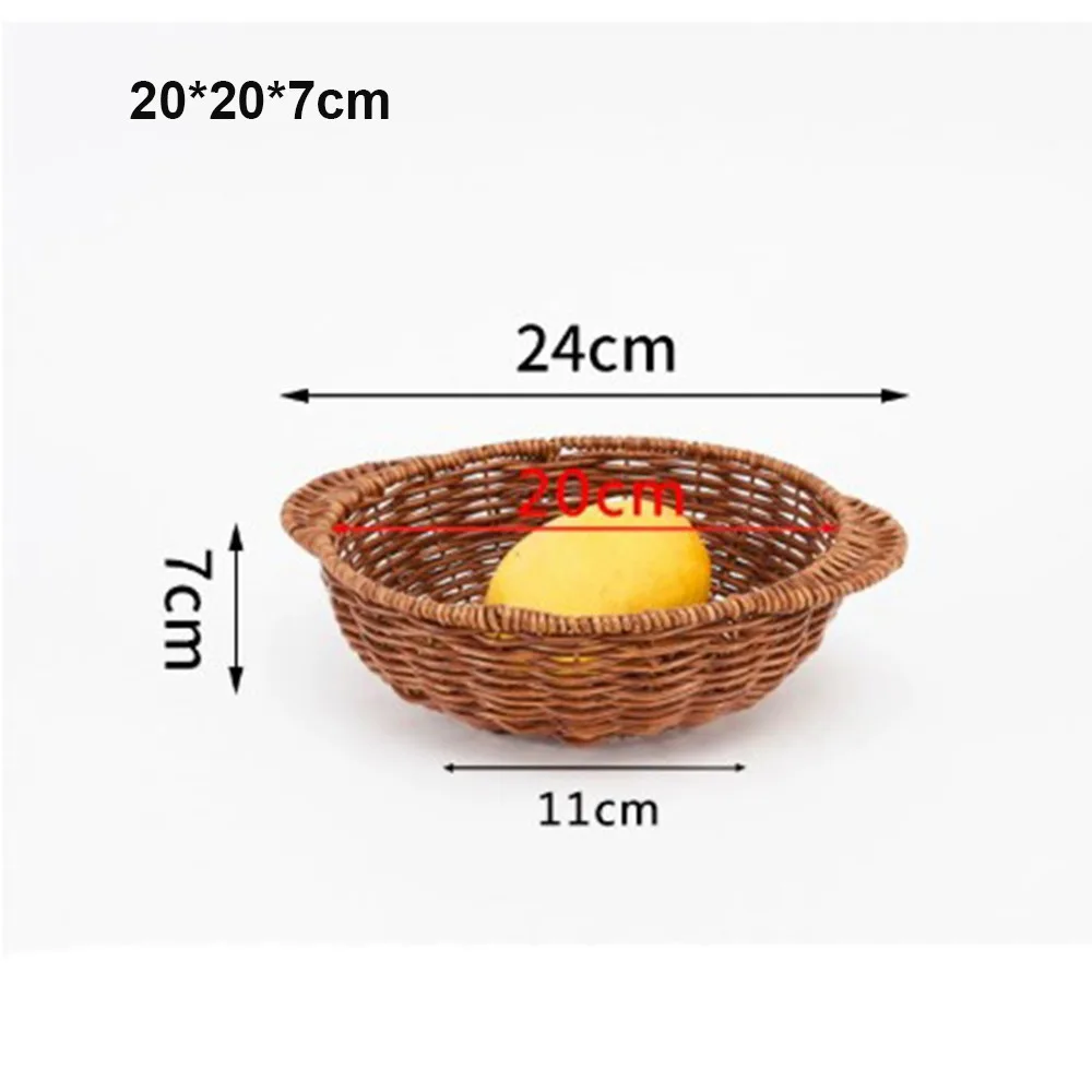 

Hardness Handwoven Rattan Wicker Handwoven Khaki Bread French Fry Plate 10 Styles Woven Serving Baskets Restaurant Serving